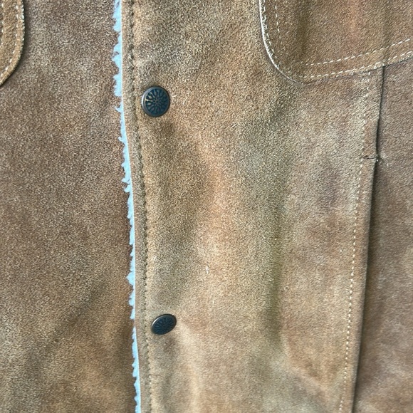 Vintage 70's JC Penney Suede Trucker Coat with Shearling Lining Sz 40 Chore Coat - Picture 4 of 6